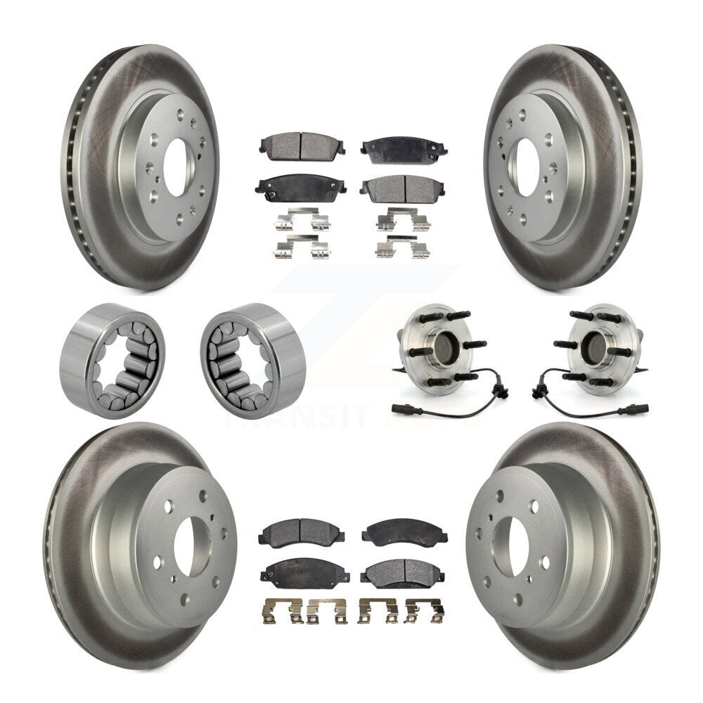 Front Rear Hub Bearing Coated Brake Rotor Pad Shoe Kit (10Pc) For Chevrolet Avalanche GMC KBB-112979