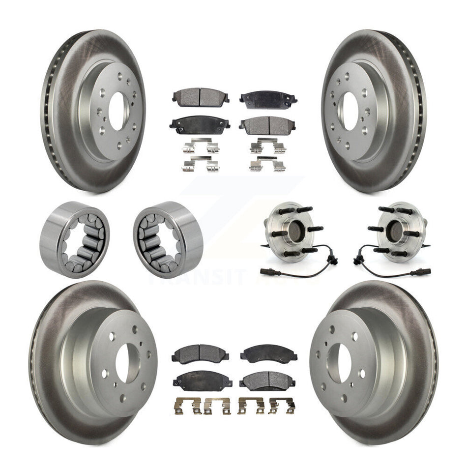 Front Rear Hub Bearing Coated Brake Rotor Pad Shoe Kit (10Pc) For Chevrolet Avalanche GMC KBB-112979