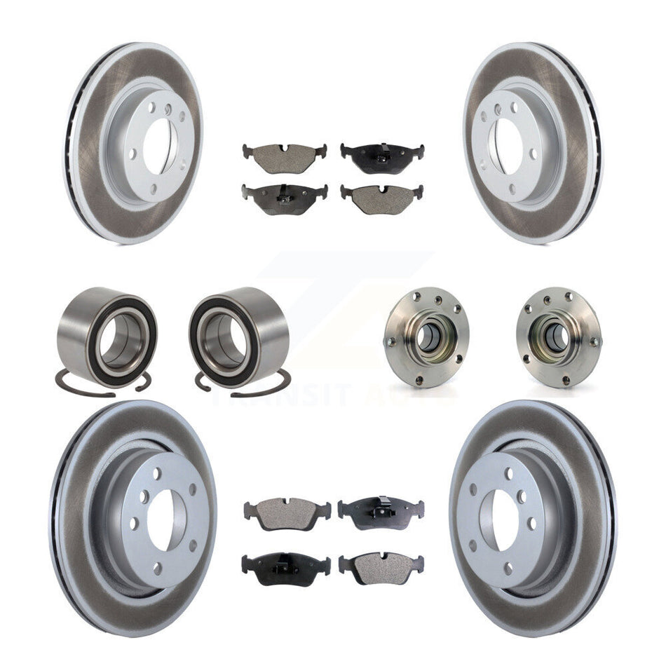 Front Rear Wheel Hub Bearings Assembly Coated Disc Brake Rotors And Ceramic Pads Shoes Kit (10Pc) For 1998-1998 BMW 328i 328is With 294mm Diameter Rotor KBB-112987