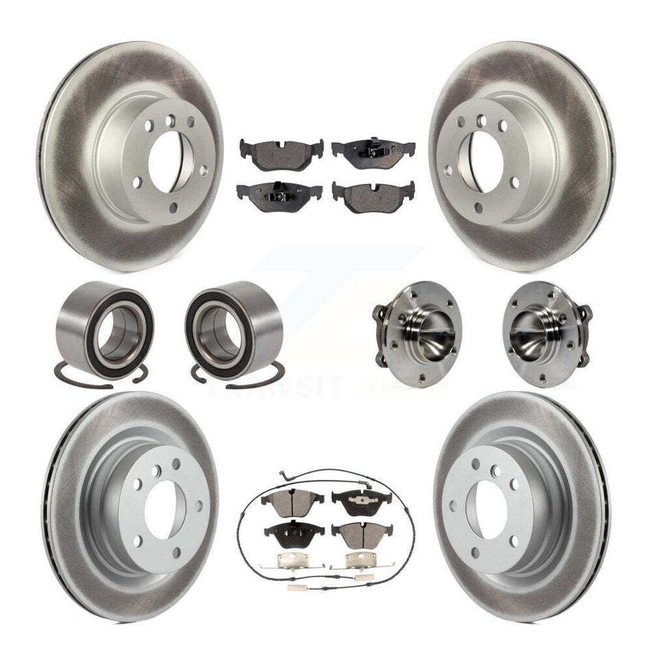 Front Rear Wheel Hub Bearings Assembly Coated Disc Brake Rotors And Ceramic Pads Shoes Kit (10Pc) For BMW 328i 323i KBB-112996