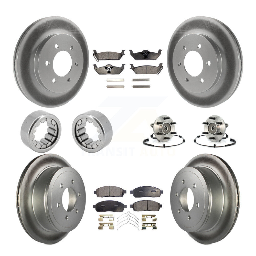 Front Rear Hub Bearing Coat Brake Rotor Pad Shoe Kit (10Pc) For 06-08 Lincoln Mark LT 4WD KBB-113061