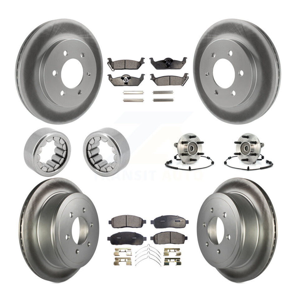 Front Rear Hub Bearing Coat Brake Rotor Pad Shoe Kit (10Pc) For 06-08 Lincoln Mark LT 4WD KBB-113061