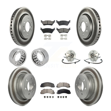 Front Rear Hub Bearing Coated Brake Rotor And Pad Shoe Kit (10Pc) For 2014 Ford F-150 4WD KBB-113089