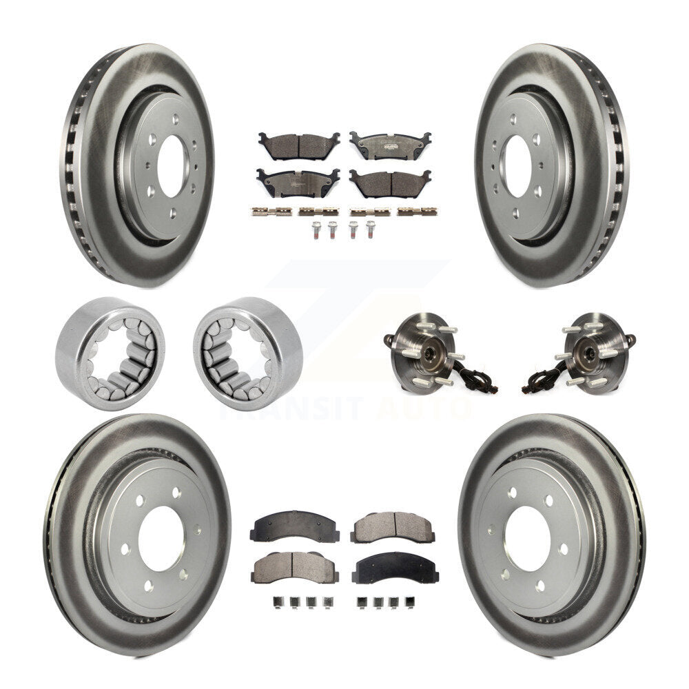 Front Rear Hub Bearings Coated Disc Brake Rotors And Pads Shoes Kit (10Pc) For Ford F-150 KBB-113100