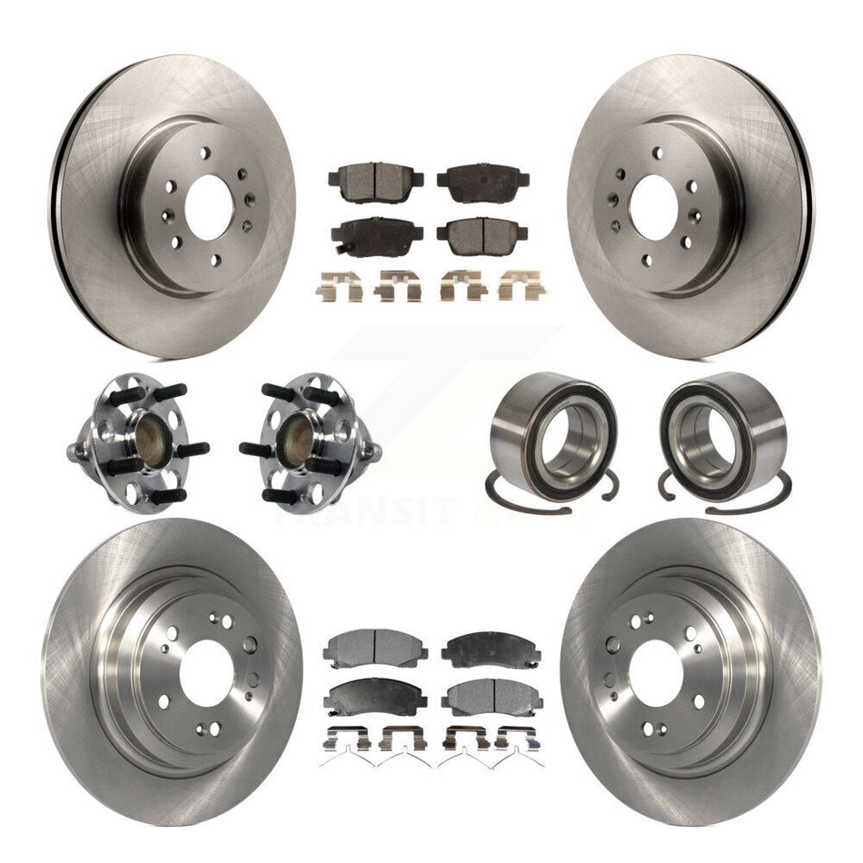 Front Rear Wheel Hub Bearings Assembly Disc Brake Rotors And Semi-Metallic Pads Kit (10Pc) For Acura TL KBB-113122