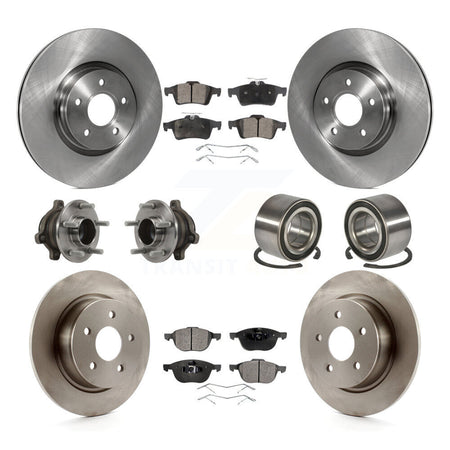 Front Rear Wheel Hub Bearing Disc Brake Rotor And Pad Kit (10Pc) For Ford Transit Connect KBB-113130