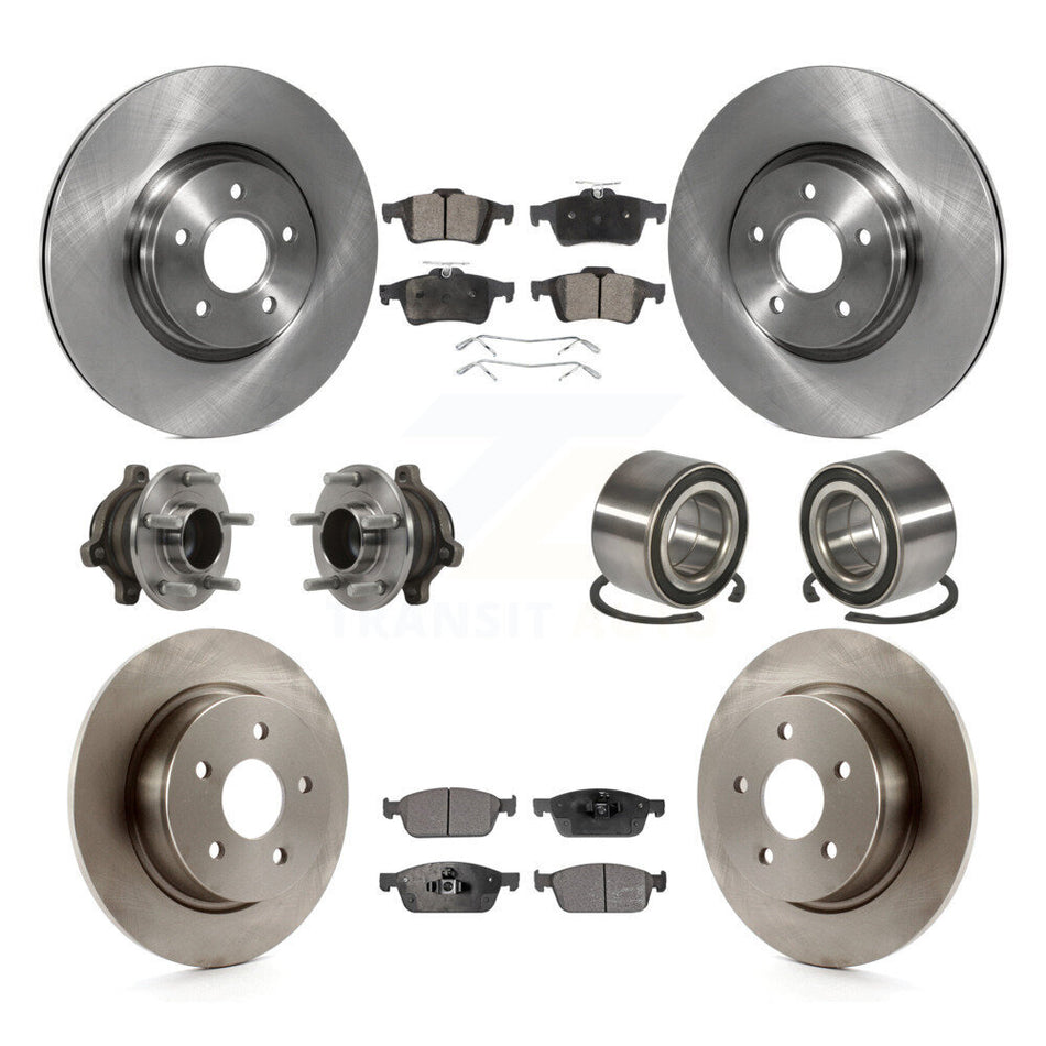 Front Rear Wheel Hub Bearings Assembly Disc Brake Rotors And Semi-Metallic Pads Kit (10Pc) For Ford Connect KBB-113131