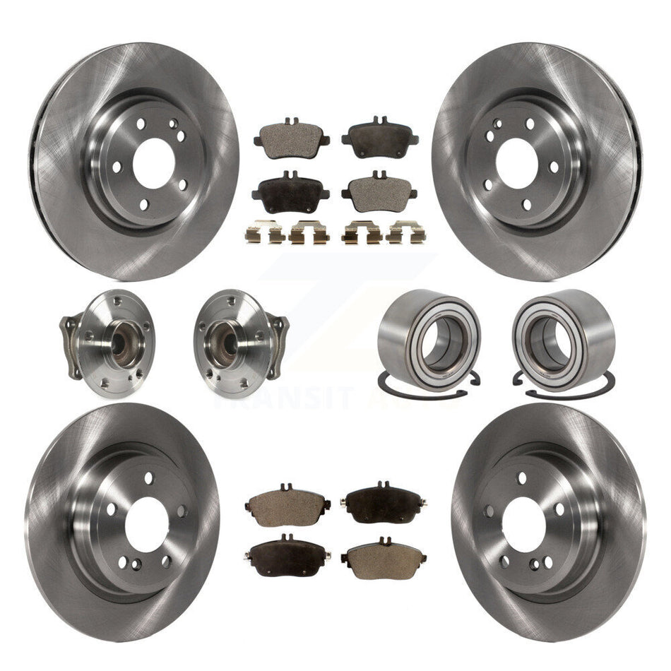 Front Rear Wheel Hub Bearings Assembly Disc Brake Rotors And Semi-Metallic Pads Kit (10Pc) For Mercedes-Benz GLA250 CLA250 KBB-113132