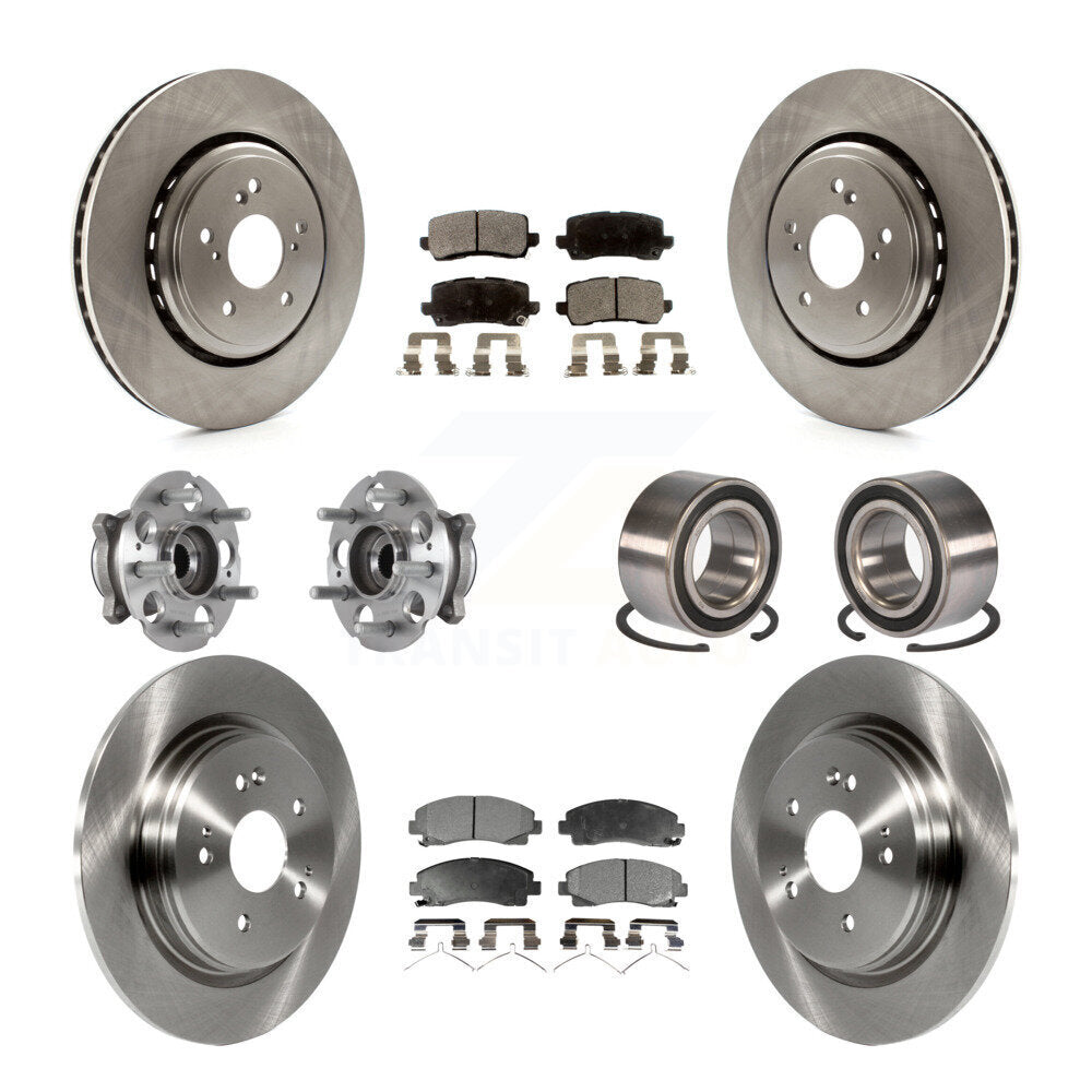 Front Rear Hub Bearings Disc Brake Rotors And Pads Kit (10Pc) For 2015-2020 Acura TLX AWD KBB-113133