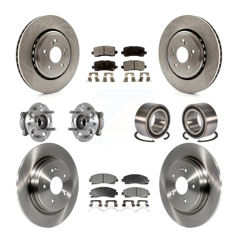 Front Rear Hub Bearings Disc Brake Rotors And Pads Kit (10Pc) For 2015-2020 Acura TLX AWD KBB-113133