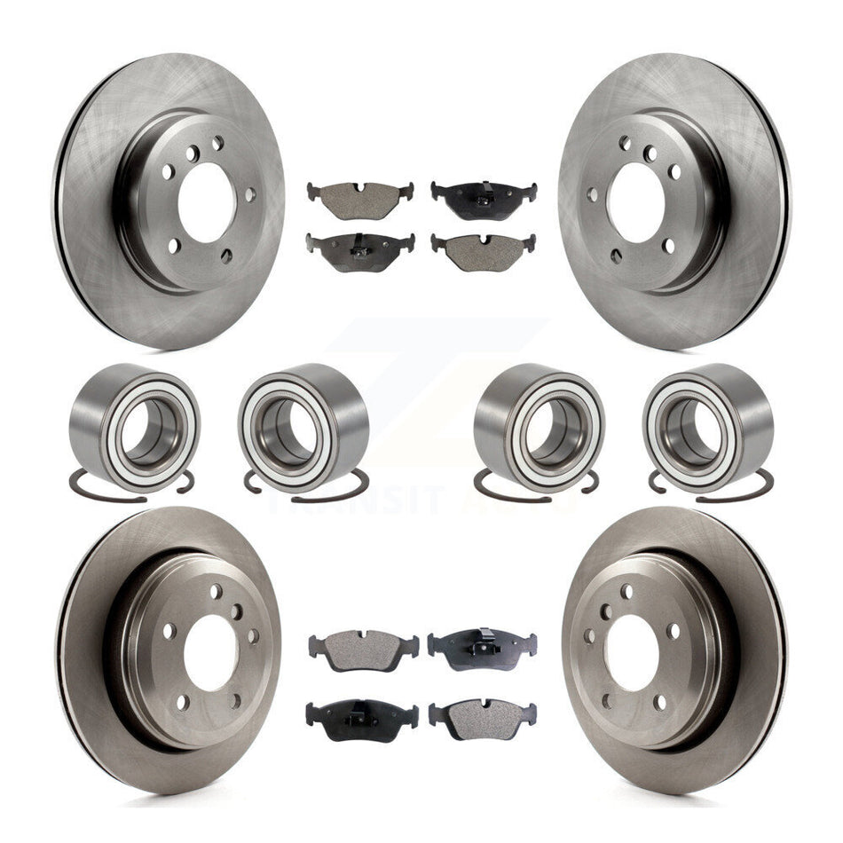 Front Rear Wheel Bearings Disc Brake Rotors And Semi-Metallic Pads Kit (10Pc) For 2001-2005 BMW 325xi KBB-113136