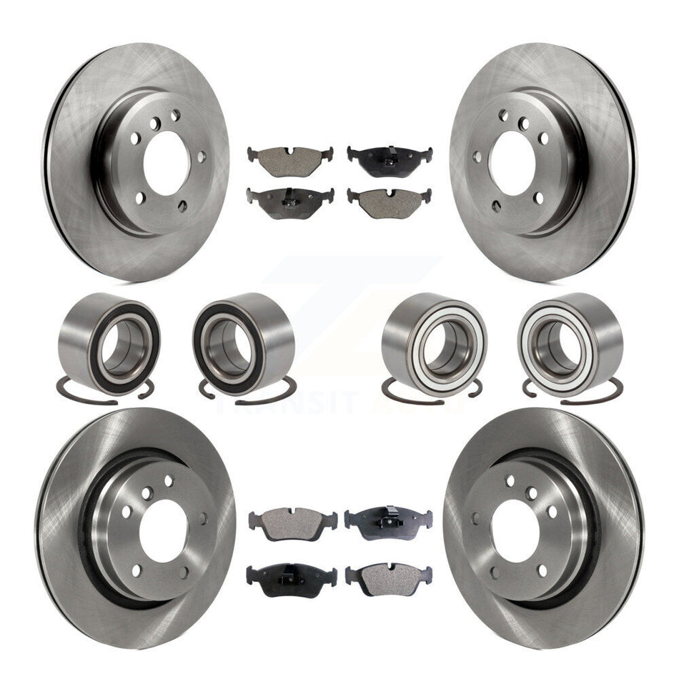 Front Rear Wheel Bearings Disc Brake Rotors And Pads Kit (10Pc) For 2001-2005 BMW 325i KBB-113139