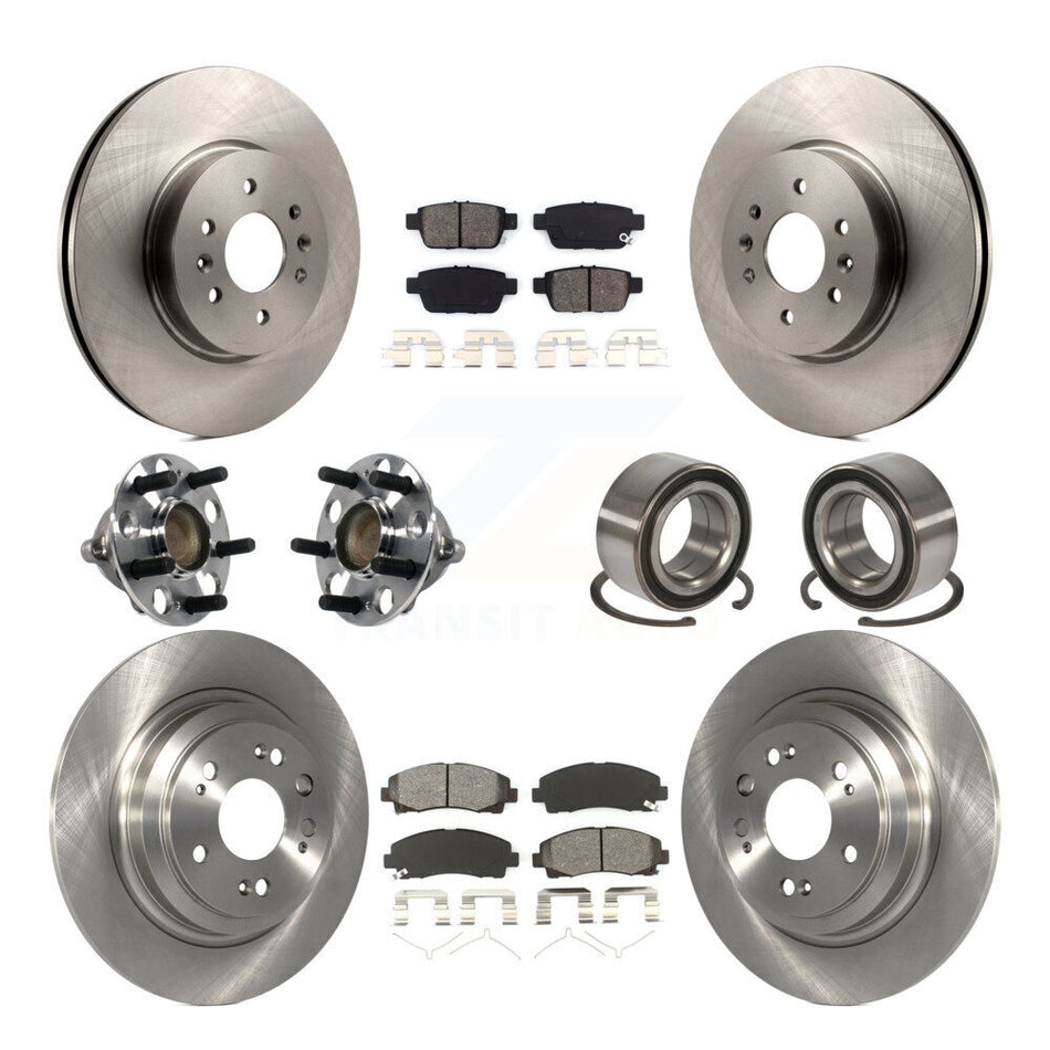 Front Rear Wheel Hub Bearings Assembly Disc Brake Rotors And Semi-Metallic Pads Kit (10Pc) For Acura TL KBB-113141