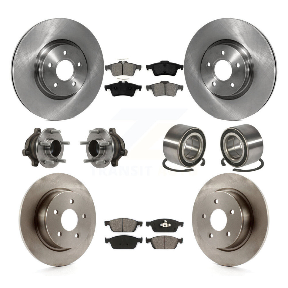 Front Rear Wheel Hub Bearings Assembly Disc Brake Rotors And Semi-Metallic Pads Kit (10Pc) For Ford Connect KBB-113147