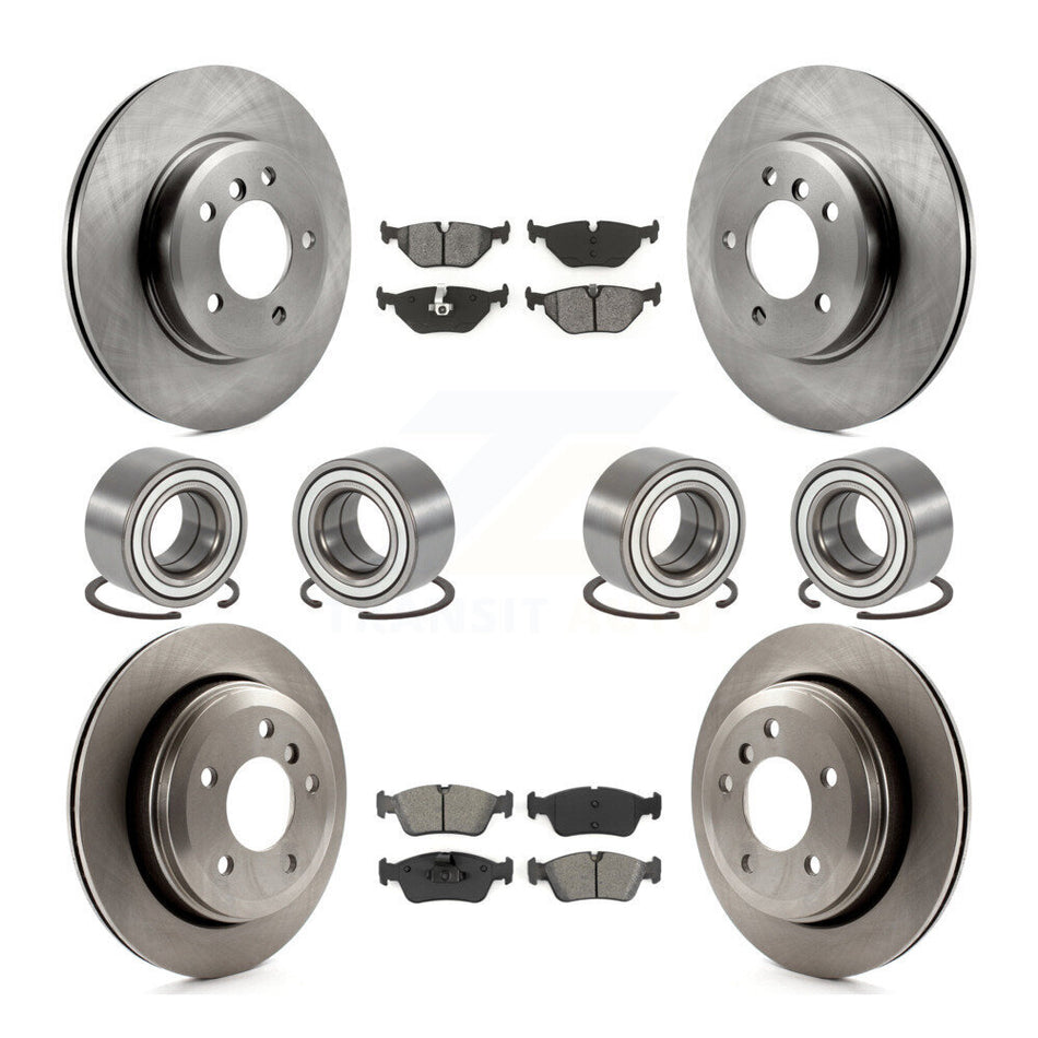 Front Rear Wheel Bearings Disc Brake Rotors And Semi-Metallic Pads Kit (10Pc) For 2001-2005 BMW 325xi KBB-113149