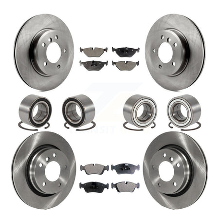 Front Rear Bearings Disc Brake Rotors And Ceramic Pads Kit (10Pc) For 2001-2005 BMW 325i KBB-113171