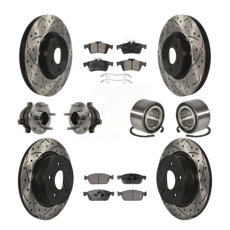 Front Rear Hub Bearing Coated Disc Brake Rotor & Pads Kit (10Pc) For Ford Transit Connect KBB-113199