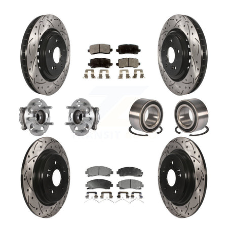 Front Rear Hub Bearing Coated Disc Brake Rotor Pad Kit (10Pc) For 2015-2020 Acura TLX AWD KBB-113200