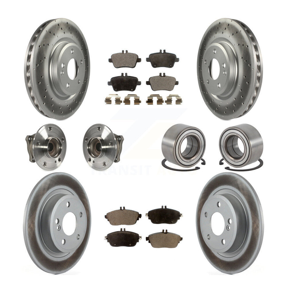 Front Rear Hub Bearing Coat Brake Rotor Pads Kit (10Pc) For 2019 Mercedes-Benz CLA250 FWD KBB-113217