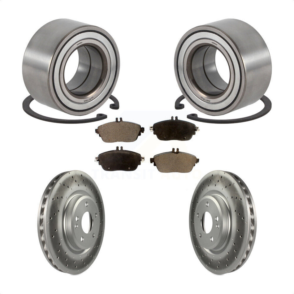 Front Wheel Bearing With Coated Disc Brake Rotors And Semi-Metallic Pads Kit For Mercedes-Benz CLA250 GLA250 Sport Package KBB-113227
