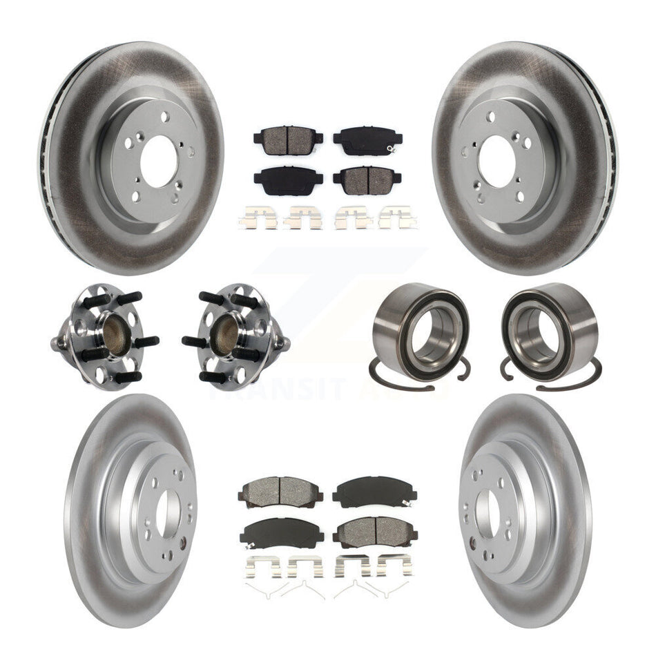 Front Rear Wheel Hub Bearings Assembly Coated Disc Brake Rotors And Semi-Metallic Pads Kit (10Pc) For Acura TL KBB-113233