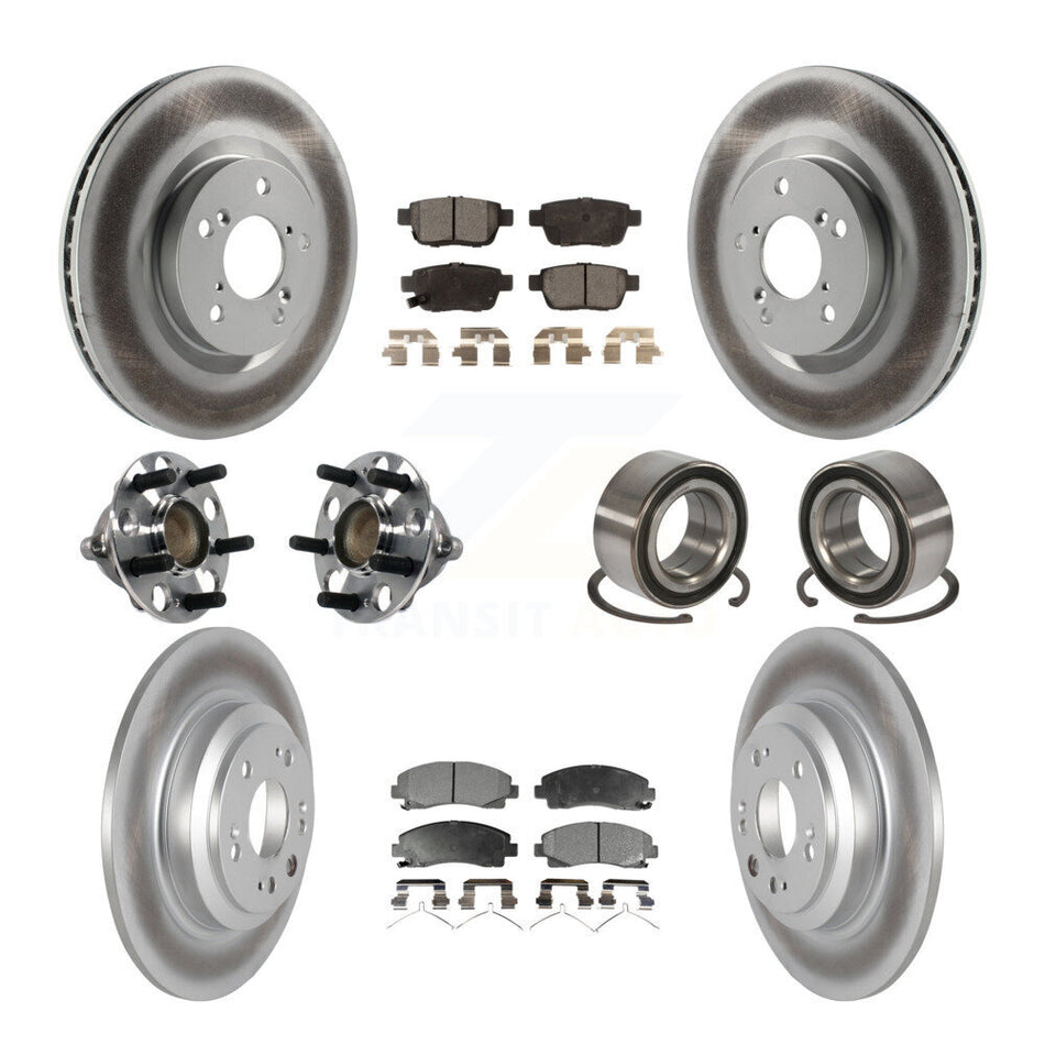 Front Rear Wheel Hub Bearings Assembly Coated Disc Brake Rotors And Ceramic Pads Kit (10Pc) For Acura TL KBB-113250