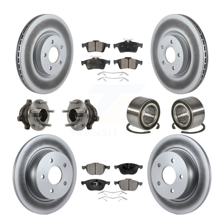 Front Rear Hub Bearing Coated Disc Brake Rotor & Pads Kit (10Pc) For Ford Transit Connect KBB-113258