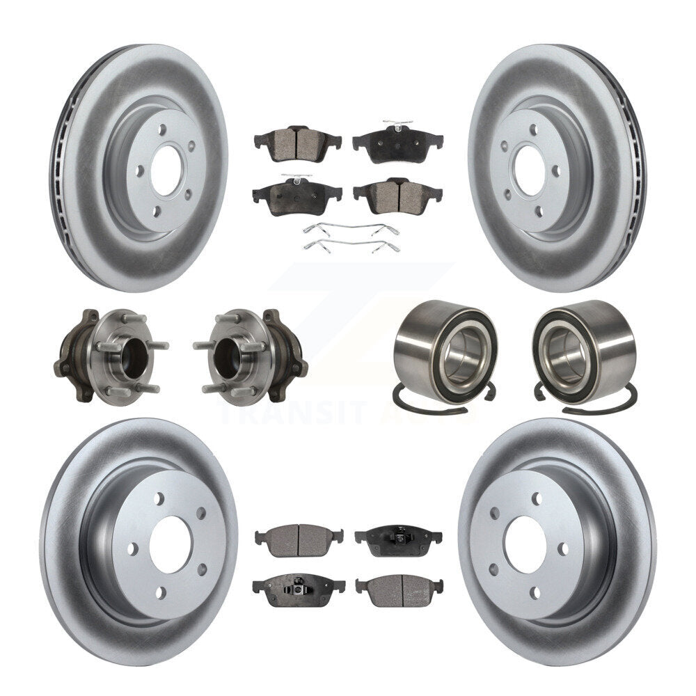 Front Rear Hub Bearing Coated Disc Brake Rotor & Pads Kit (10Pc) For Ford Transit Connect KBB-113259