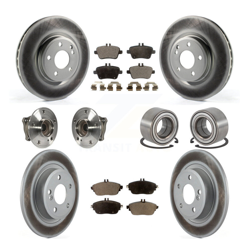 Front Rear Wheel Hub Bearings Assembly Coated Disc Brake Rotors And Ceramic Pads Kit (10Pc) For Mercedes-Benz GLA250 CLA250 KBB-113260