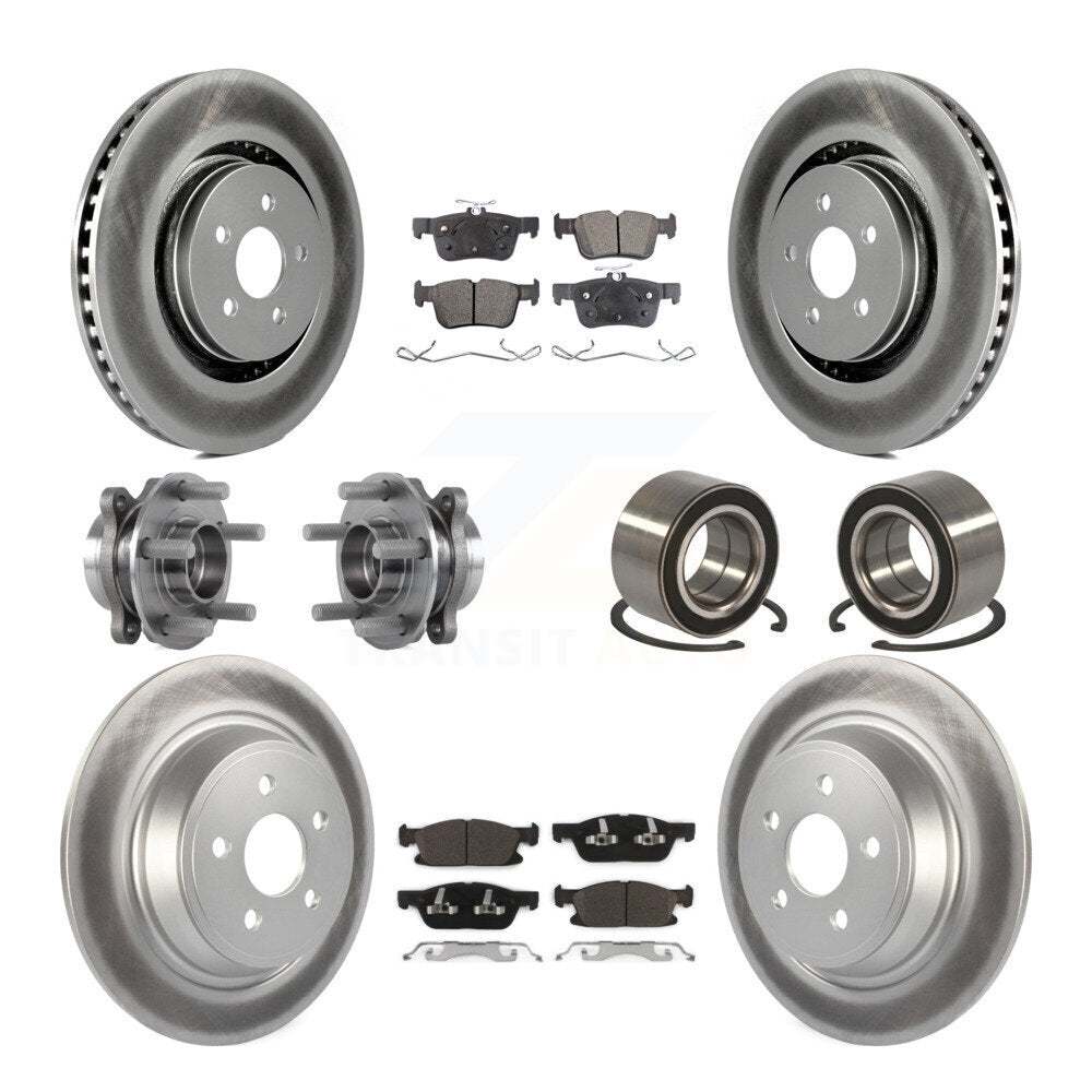 Front Rear Hub Bearing Coated Disc Brake Rotor And Pads Kit (10Pc) For 2015 Ford Edge AWD KBB-113264