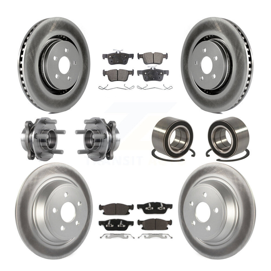 Front Rear Hub Bearing Coated Disc Brake Rotor And Pads Kit (10Pc) For 2015 Ford Edge AWD KBB-113264