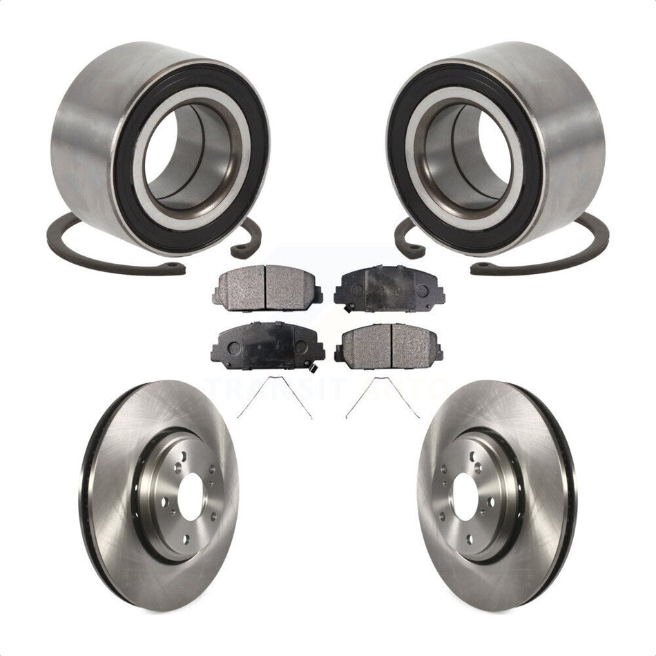 Front Wheel Bearing With Disc Brake Rotors And Semi-Metallic Pads Kit For Honda Civic Acura ILX KBB-113276
