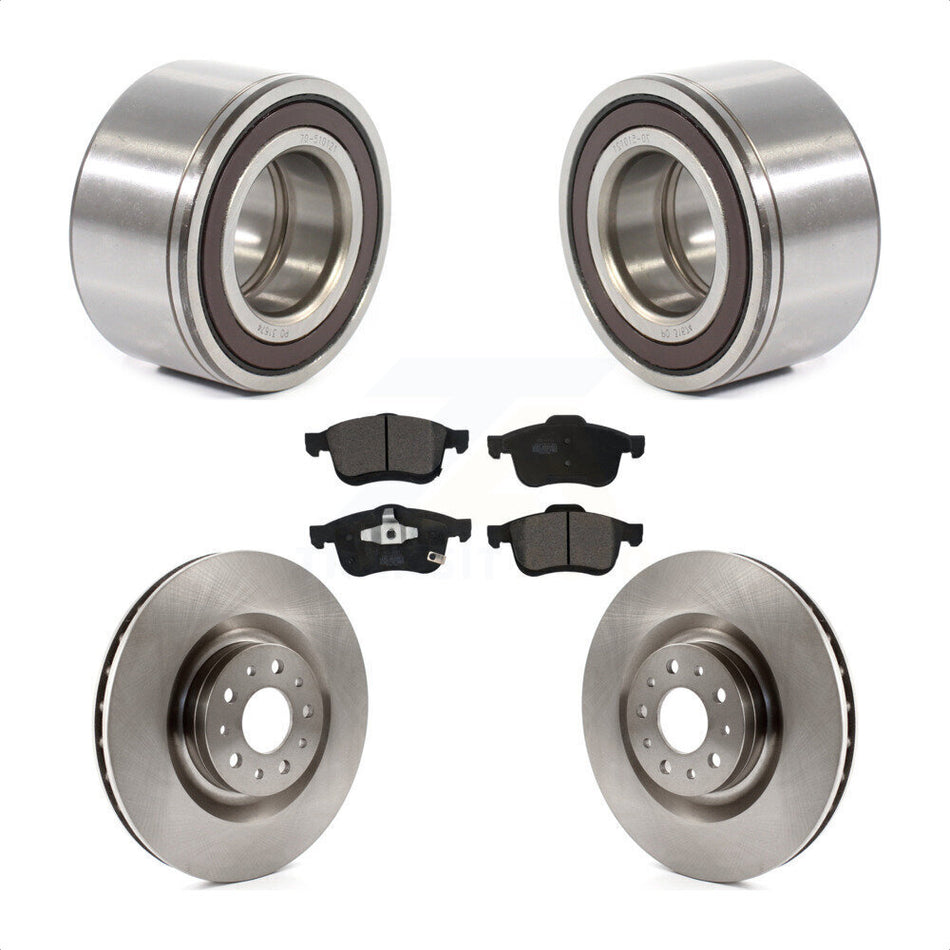 Front Wheel Bearing With Disc Brake Rotors And Ceramic Pads Kit For 2014-2018 Fiat 500L KBB-113290