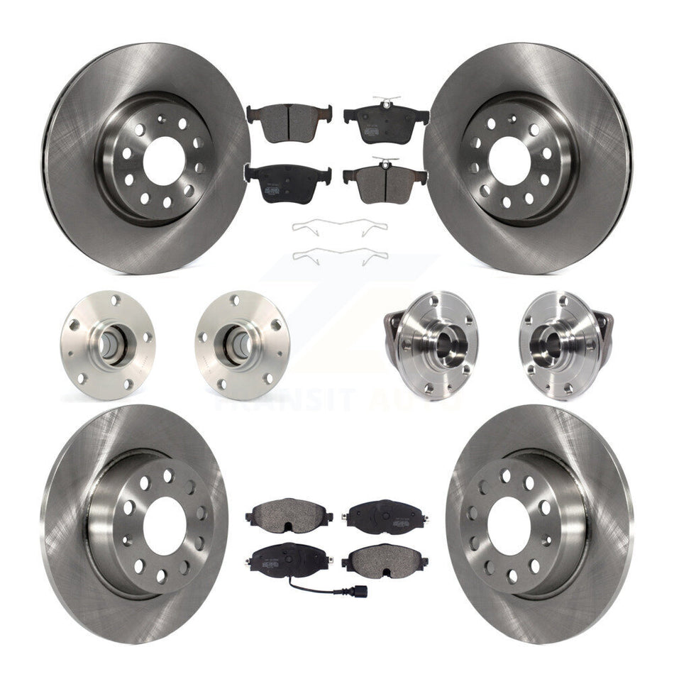 Front Rear Hub Bearings Assembly Disc Brake Rotors And Semi-Metallic Pads Kit (10Pc) For Audi A3 Sportback e-tron With 85mm Bearing Outer Diameter KBB-113300