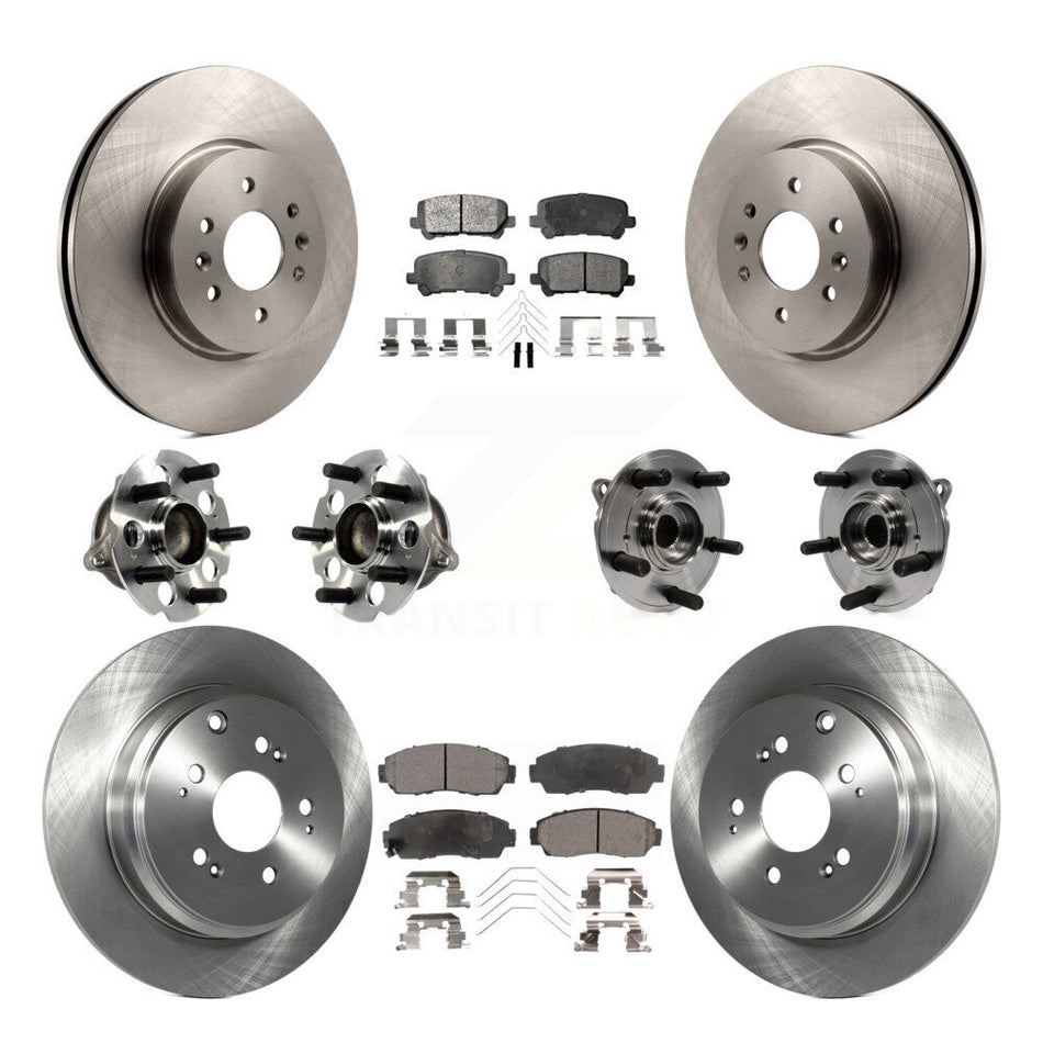 Front Rear Hub Bearings Assembly Disc Brake Rotors And Semi-Metallic Pads Kit (10Pc) For 2011-2014 Honda Odyssey KBB-113304
