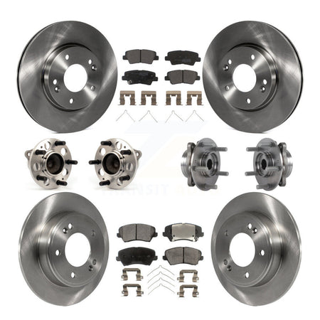 Front Rear Hub Bearings Disc Brake Rotors And Pads Kit (10Pc) For 2017 Hyundai Elantra GT KBB-113310
