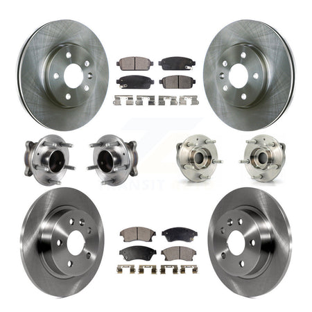 Front Rear Hub Bearing Brake Rotor & Pads Kit (10Pc) For 14-15 Chevrolet Cruze GAS engine KBB-113312