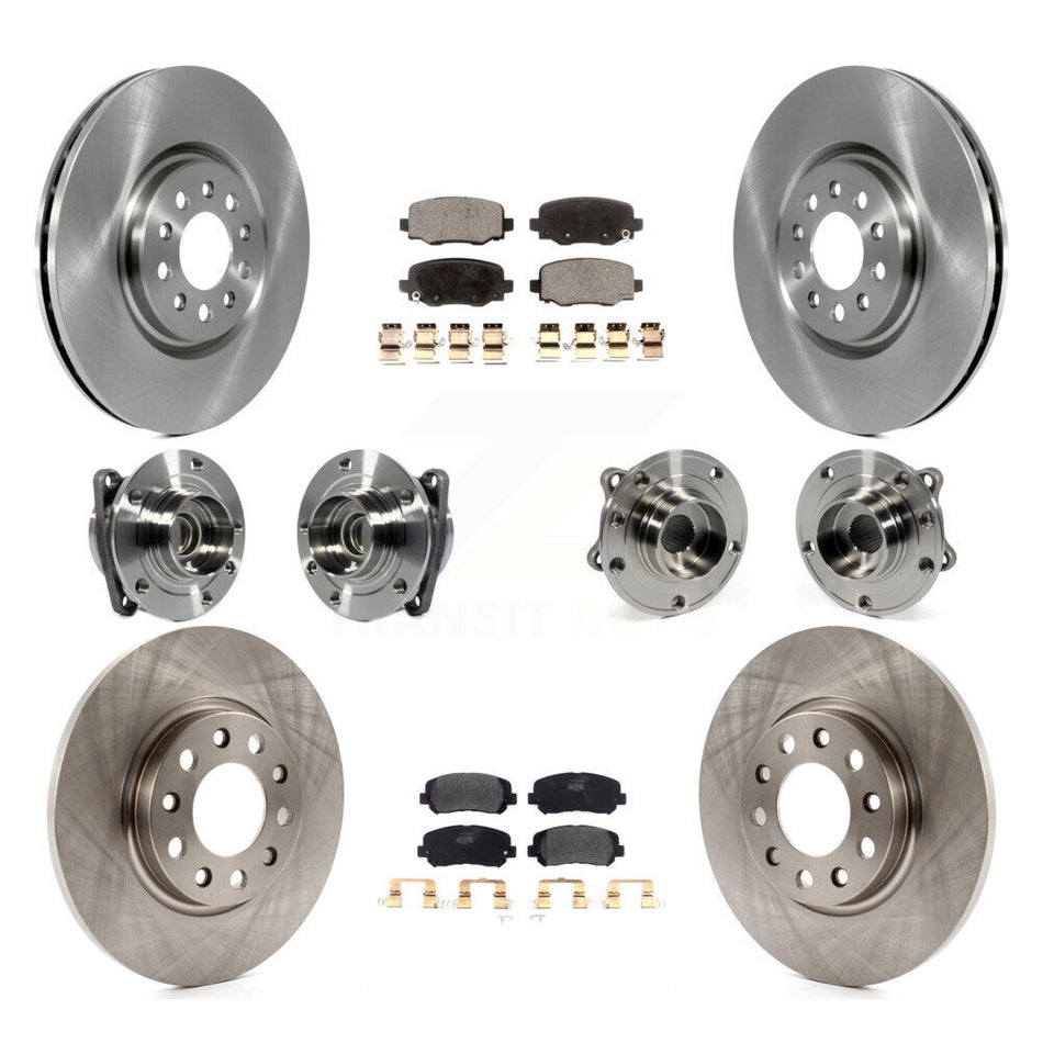Front Rear Hub Bearings Assembly Disc Brake Rotors And Semi-Metallic Pads Kit (10Pc) For 2015-2017 Chrysler 200 FWD With 330mm Diameter Rotor KBB-113315