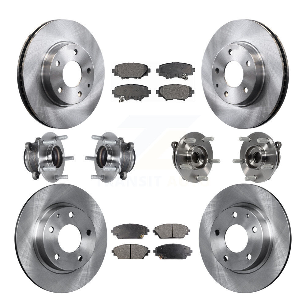 Front Rear Hub Bearings Assembly Disc Brake Rotors And Pads Kit (10Pc) For Mazda 3 Sport KBB-113320