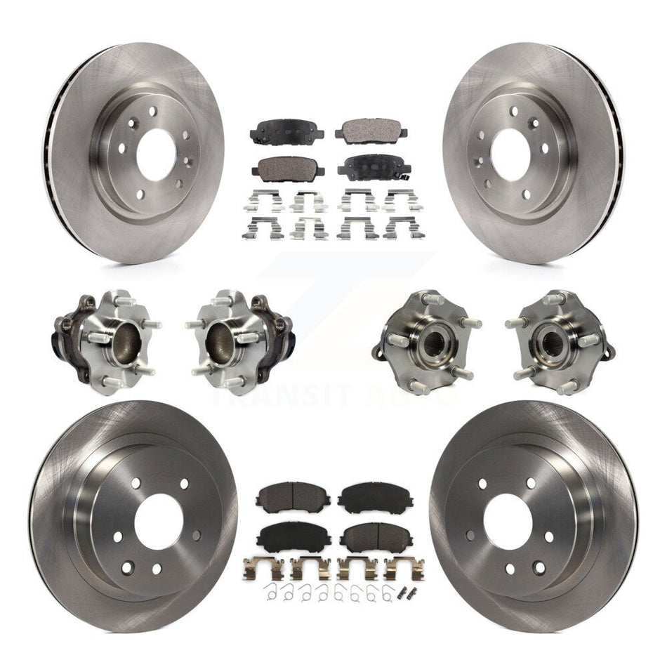 Front Rear Hub Bearings Assembly Disc Brake Rotors And Semi-Metallic Pads Kit (10Pc) For Nissan Rogue Sport Qashqai KBB-113321