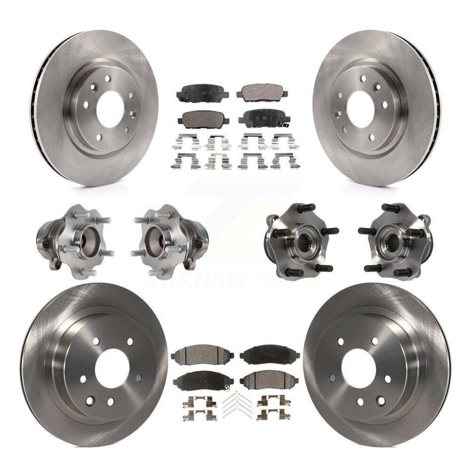 Front Rear Hub Bearings Assembly Disc Brake Rotors And Semi-Metallic Pads Kit (10Pc) For 2015 Nissan LEAF Vehicles Manufactured In Japan KBB-113324