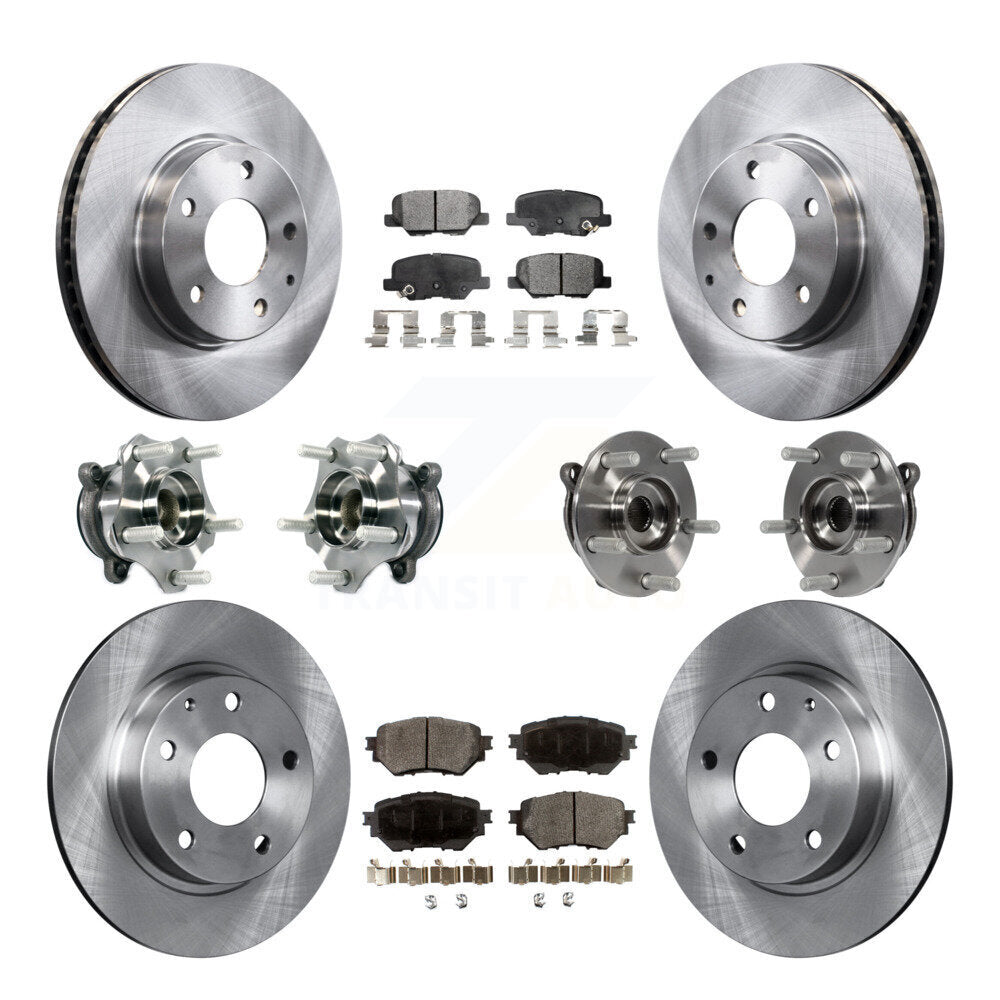 Front Rear Hub Bearings Assembly Disc Brake Rotors And Pads Kit (10Pc) For Mazda 3 Sport KBB-113328