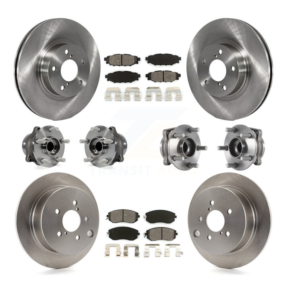 Front Rear Hub Bearings Assembly Disc Brake Rotors And Semi-Metallic Pads Kit (10Pc) For Subaru Impreza KBB-113395
