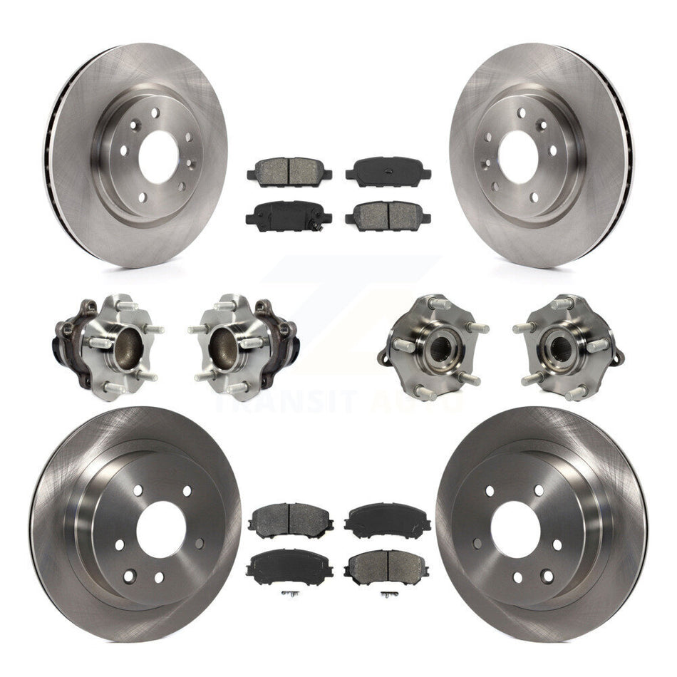 Front Rear Hub Bearings Assembly Disc Brake Rotors And Semi-Metallic Pads Kit (10Pc) For Nissan Rogue Sport Qashqai KBB-113400