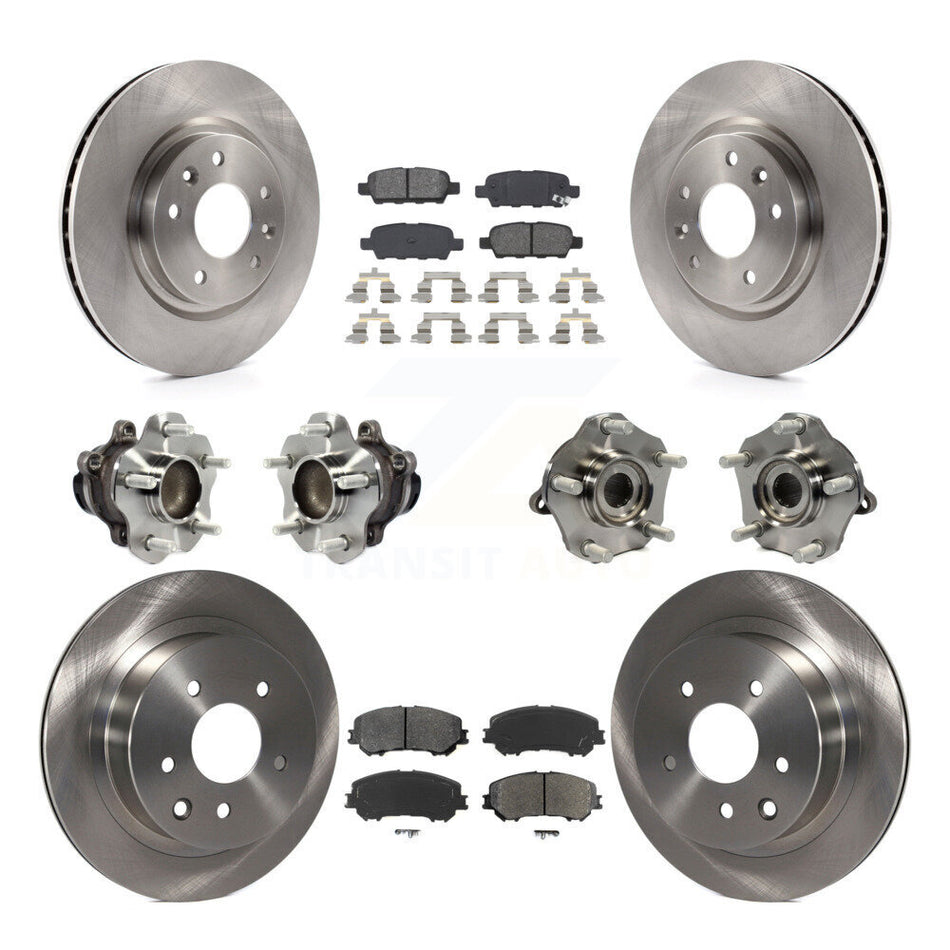 Front Rear Hub Bearings Assembly Disc Brake Rotors And Semi-Metallic Pads Kit (10Pc) For Nissan Rogue Sport Qashqai KBB-113400
