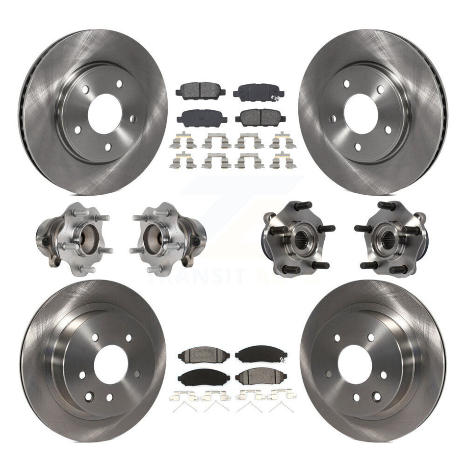 Front Rear Hub Bearings Assembly Disc Brake Rotors And Semi-Metallic Pads Kit (10Pc) For Nissan LEAF KBB-113402