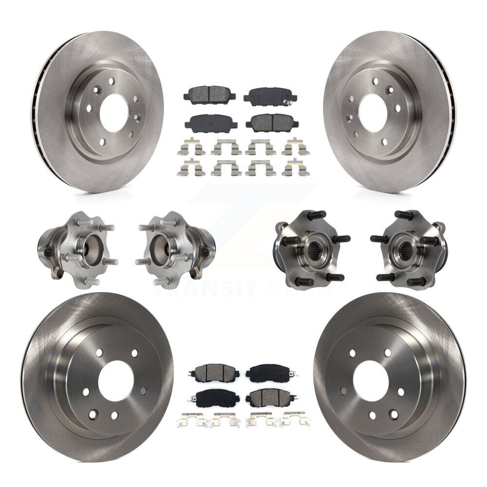 Front Rear Hub Bearings Assembly Disc Brake Rotors And Semi-Metallic Pads Kit (10Pc) For Nissan LEAF KBB-113404