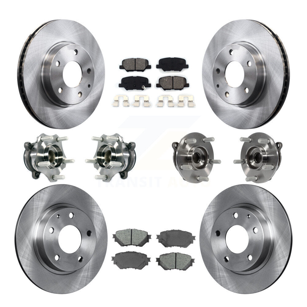 Front Rear Hub Bearings Assembly Disc Brake Rotors And Pads Kit (10Pc) For Mazda 3 Sport KBB-113407