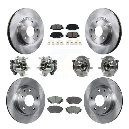 Front Rear Hub Bearings Assembly Disc Brake Rotors And Pads Kit (10Pc) For Mazda 3 Sport KBB-113407