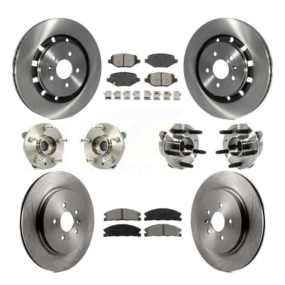 Front Rear Hub Bearings Assembly Disc Brake Rotors And Semi-Metallic Pads Kit (10Pc) For Ford Taurus Police Interceptor Sedan Special Service KBB-113411